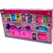 розова къща с 2 куклички и аксесоари